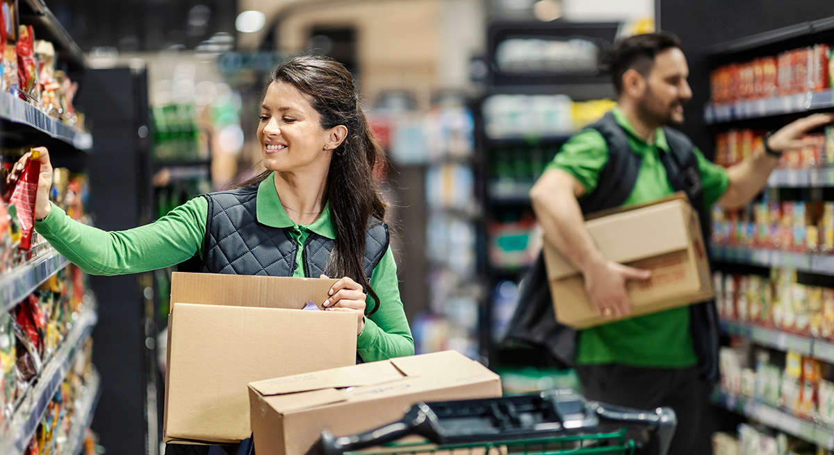 employees stocking shelves of a store