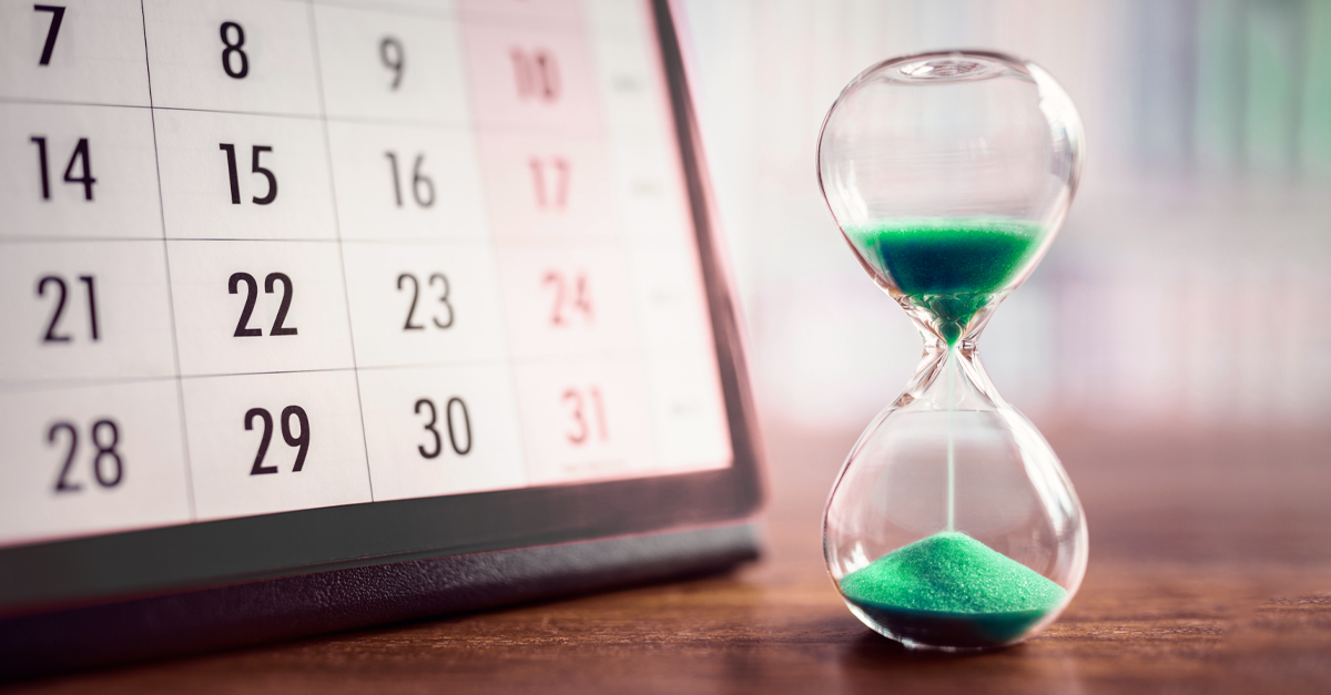 sand timer and calendar