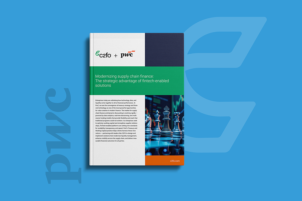 A report cover with Ceclo and PwC logos, chess pieces, and the title on modernizing supply chain finance.